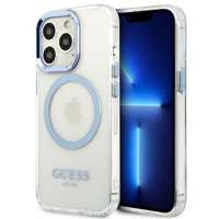 Husa Apple iPhone MagSafe GUESS 13 13 13 Pro Metal Outline Blue Hardcase