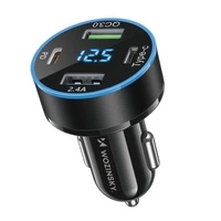 Încărcător auto Wozinsky WDCCB cu display 50W 2xUSB-C / 2xUSB-A - negru