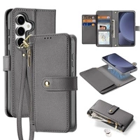 Husă din piele Dux Ducis Lawa pentru Samsung Galaxy S25+ cu portofel magnetic detașabil - gri