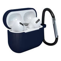 Husa pentru AirPods 3 silikonou husă moale casti + breloc pandantiv albastru închis (case D)