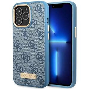 Husa Guess GUHMP14LU4GPRB iPhone 14 Pro 6.1" albastru/albastru hard case 4G Logo Plate MagSafe Case