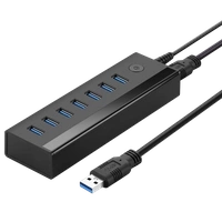 Ugreen HUB multifuncțional 7in1 USB-A - 7xUSB-A 5Gb/s negru (US219)