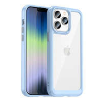 Case husa iPhone Outer Space 14 Pro Max caz rigid cu rama de gel albastru
