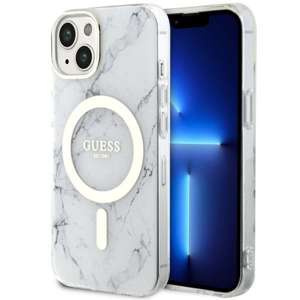 Husa iPhonecase MagSafe Guess GUHMP14MPMPCUMAH 14 Plus 6.7" alb/alb Marmură dură albă/albă Case