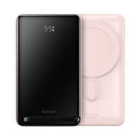 Baseus Mag MagSafe cablu Baseus netic Bracket powerbank cu încărcare wireless 10000mAh 20W Overseas Edition roz (PPCX000204) + USB tip C Xiaobai Series 60W 0.5m