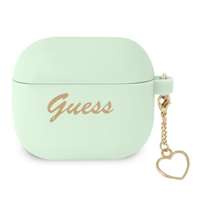 Husa GUESS Apple AirPods 3 Cover Silicone Charm Heart Collection Verde Case
