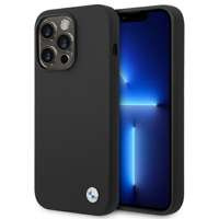 Husa iPhone BMW 14 Pro Max 6.7" negru/negru silicon cu logo metalic