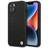 Husa iPhone BMW BMHCP14MSLLBK 14 Plus 6.7" negru/negru Ștampilă din piele BMW BMHCP14MSLLBK