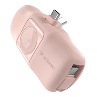 Wozinsky WF16-YCS 5000mAh 15W USB-C mini powerbank cu cablu USB-C încorporat și încărcător Apple Watch - roz
