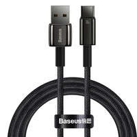 Baseus Tungsten Gold cablu USB-A - USB-C 480Mb/s 100W 1m negru (CAWJ000001)