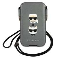 KARL LAGERFELD Geantă de mână Telefon 6.7 Saffiano Ikonik Karl&amp;Choupette Head Grey Hardcase