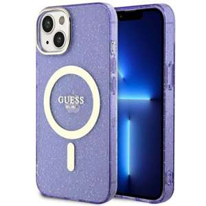 Husa iPhonecase Glitter MagSafe Guess GUHMP14MHCMCGU 14 Plus 6.7" violet/purpuriu Hard Gold Case