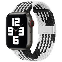 Bandă de curea din material textil pentru ceasul 7 / 6 / SE / 5 / 4 / 3 / 2 (41mm / 40mm / 38mm) împletitură din material textil strap brățară de ceas negru și alb