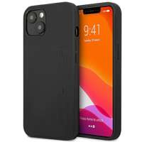 Husa iPhonecase AMG 14 Plus 6.7" negru/negru cu piele tare AMG 14 Plus cu ștampilă la cald