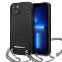 Karl Lagerfeld KLHCP13MPMK iPhone 13 6.1" hardcase negru/negru piele texturată și lanț