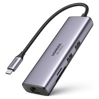 HUB 7in1 Ugreen CM512 USB-C / 2x USB-A 3.2 / HDMI 4K / cititor SD TF / USB-C PD 100W / RJ45 - gri