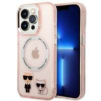 Husa Apple iPhone MagSafe KARL LAGERFELD 14 Pro Max Karl & Choupette din aluminiu, roz tarecase