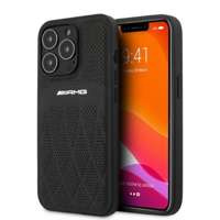 Husa AMG iPhone 13 Pro / 13 6.1" negru/negru greucase Piele cu linii curbe din piele
