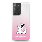 Husa KARL LAGERFELD Samsung Galaxy S21 Ultra Choupette Fun KLHCS21LCFNRCPI Hardcase Roz