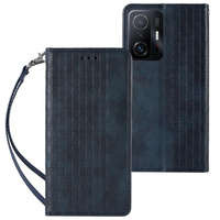 Magnet Strap Case husa pentru Samsung Galaxy A12 5G portofel capacul portofelului + mini lanyard pandantiv albastru