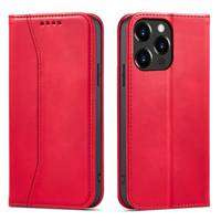 Mag Case husa iPhone net Fancy Fancy 14 Pro Max flip cover portofel stand roșu