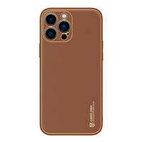 husa iPhone Dux Ducis Ducis Yolo 14 Pro elegant capac din piele ecologică maro