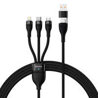 Baseus Flash Series II cablu USB tip C / USB tip A - USB tip C / Lightning / micro USB 100 W 1,2 m negru (CASS030101)