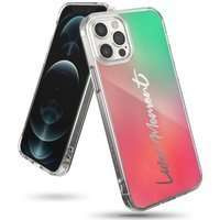 Ringke Fusion Design blindat husa capac cu cadru din gel iPhone 12 Pro Max roz-verde (GNAP0028)