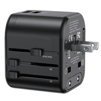 Încărcător USAMS. 2xUSB T55 12W 4in1 adaptor US/AU/EU/UK negru/negru CC173TC01 (US-CC173) Încărcător de călătorie Univesal