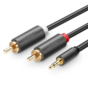 Cablu UGREEN 2x RCA Cinch Jack 3.5 mm AV102 1.5m negru