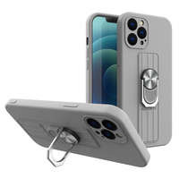 Inel Case silikonou husa cu suport deget și suport pentru Samsung Galaxy A72 4G argint