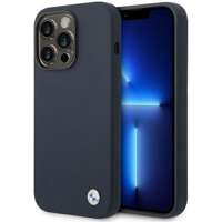 Husa iPhone BMW BMHMP14XSILNA 14 Pro Max 6.7" albastru marin/marin albastru/marin silicon cu logo metalic MagSafe