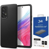 Spigen A53 5G Liquid Air Husa MATTE Black + Szkło 3mk Flexible Glass Lite