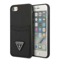 Husa iPhonecasecase Guess 7/8 Se 2020 / Se 2022 Hard Black/black Saffiano Hard Saffiano Triangle Logo Cardslot Case