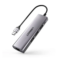 Ugreen multifunctional HUB 3x USB 3.2 Gen 1 (SuperSpeed USB 5 Gbps) / RJ45 Ethernet 1000 Mbps Gigabit gray (60812 CM266)
