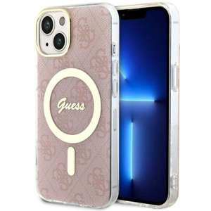 Husa iPhonecase MagSafe Guess GUHMP14MH4STP 14 Plus 6.7" roz / roz tare 4G Case