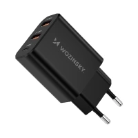 Wozinsky 30W Wall Charger 2 USB + 1 Type C, black