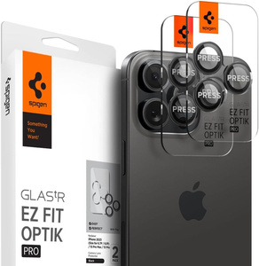 Spigen iPhone Protector de cameră Optik.tr "ez Fit" Protector de cameră 2-pack 14 Pro / 14 Pro Max / 15 PRO / 15 PRO MAX / 16 PRO / 16 PRO MAX Negru