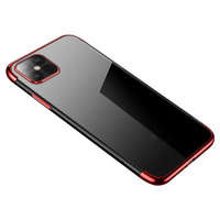 Culoare transparentă case husă de gel husa cu margine metalică Samsung Galaxy A22 4G roșu