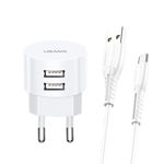 Incarcator USAMS 2xUSB Cablu USB-C 2.1A Fast Charging Alb