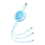 Baseus Bright Mirror 2 cablu Cablu 3in1 USB tip A - micro USB + Lightning + USB tip C 3.5A 1.1m albastru (CAMJ010017)