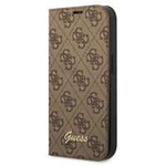 Husa Apple iPhone GUESS 14 Plus Book 4G Vintage Gold Logo maro Case