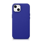 Case husa iPhone mag MagSafe iCarer Litchi Premium Leather 14 Plus din piele de piele cu netic cu albastru închis (WMI14220711-DB)