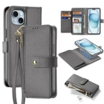 Husa din piele Dux Ducis Lawa pentru iPhone 15 - Gri