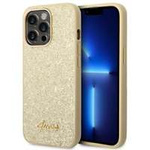 Husa Apple iPhone Glitter GUESS 14 Pro Script Gold Hardcase