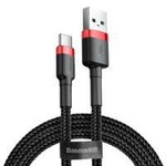 Baseus Cafule Cablu de nailon de înaltă rezistență USB / USB-C QC3.0 3A 1M cablu negru-roșu (CATKLF-B91)