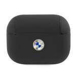 BMW Apple AirPods Pro Cover Geniune Leather Silver Logo Black Case