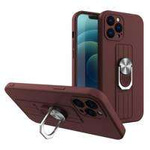 Inel Case silikonou husa cu suport deget și suport pentru Samsung Galaxy A42 5G maro