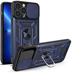 Husa Armor husa iPhone Carcasă blindată Hybrid Camshield 13 Pro cu capac pentru aparat foto albastru Case