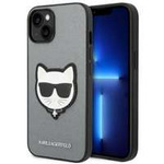 Husa Apple iPhone KARL LAGERFELD 14 Saffiano Choupette Head Patch Silver Hardcase